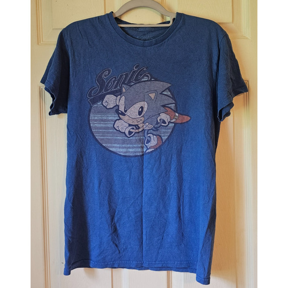 Sonic The Hedgehog Blue Graphic T-Shirt - Adult Men's Size Small - Picture 1 of 8